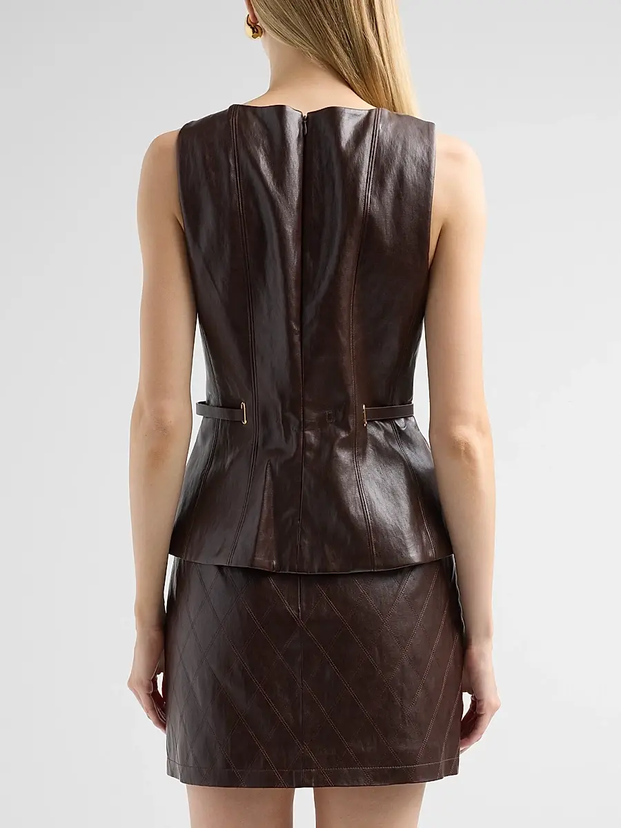 Milly Women's Gwen Faux Leather Top | Thumbnail 3 Milly Women's Gwen Faux Leather Top | Thumbnail 3