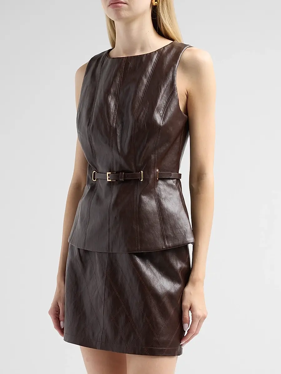 Milly Women's Gwen Faux Leather Top | Thumbnail 4 Milly Women's Gwen Faux Leather Top | Thumbnail 4