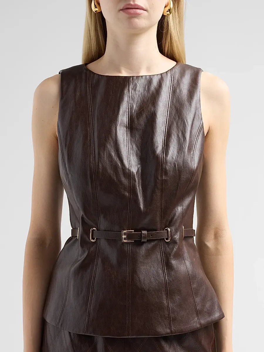 Milly Women's Gwen Faux Leather Top | Thumbnail 5 Milly Women's Gwen Faux Leather Top | Thumbnail 5