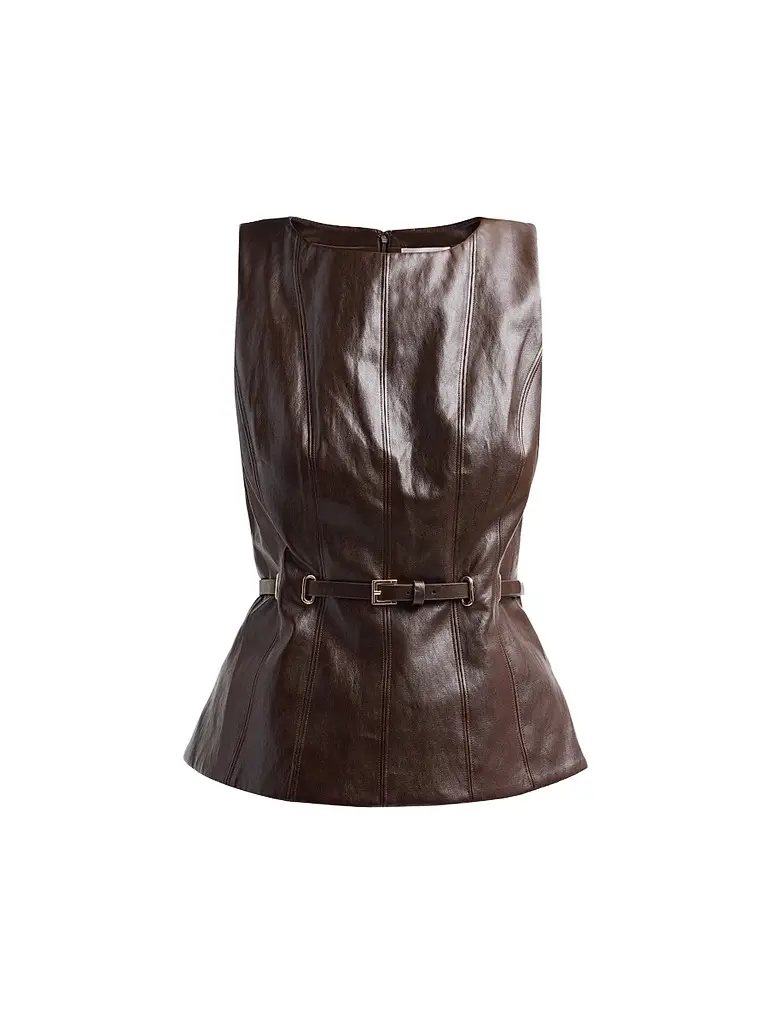 Milly Women's Gwen Faux Leather Top