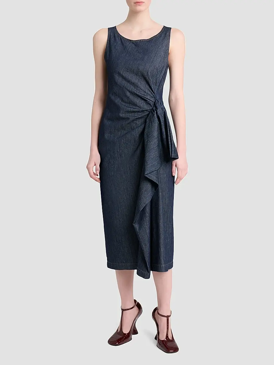 Dries Van Noten Women's Dropps Draped Cotton Sheath Dress | Thumbnail 2 Dries Van Noten Women's Dropps Draped Cotton Sheath Dress | Thumbnail 2