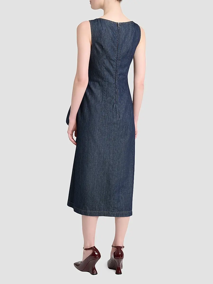 Dries Van Noten Women's Dropps Draped Cotton Sheath Dress | Thumbnail 3 Dries Van Noten Women's Dropps Draped Cotton Sheath Dress | Thumbnail 3