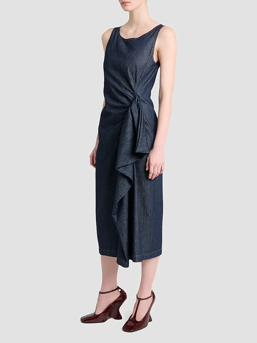 Dries Van Noten Women's Dropps Draped Cotton Sheath Dress | Thumbnail 4 Dries Van Noten Women's Dropps Draped Cotton Sheath Dress | Thumbnail 4