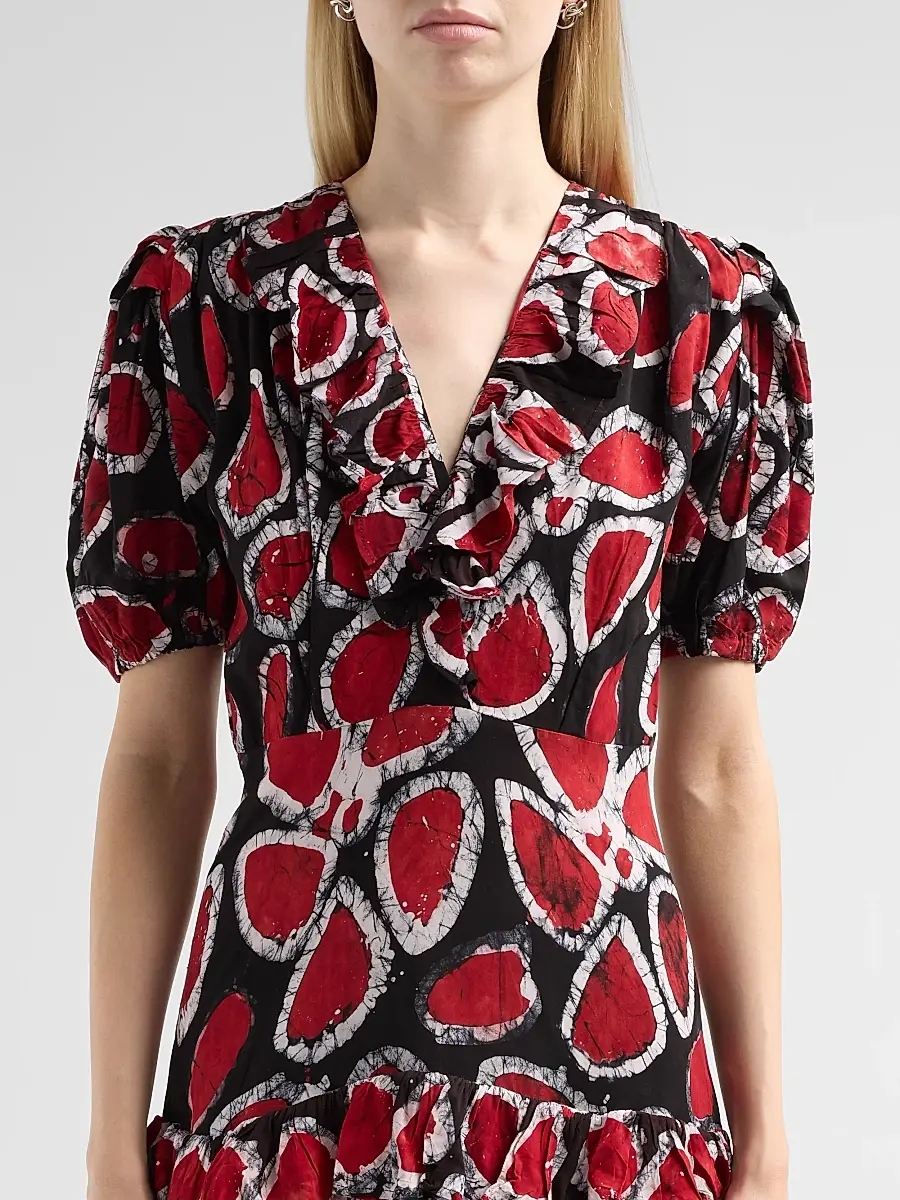 Elisamama Women's Lase Printed Ruffle Cotton Midi Dress | Thumbnail 5 Elisamama Women's Lase Printed Ruffle Cotton Midi Dress | Thumbnail 5