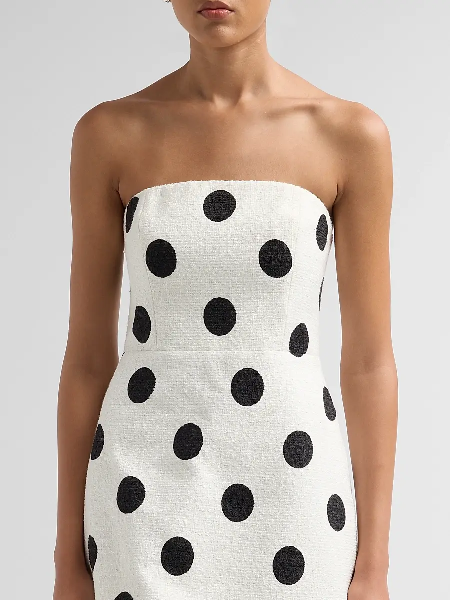 As It May Women's Yvette Polka Dot Strapless Tweed Mini Dress | Thumbnail 5