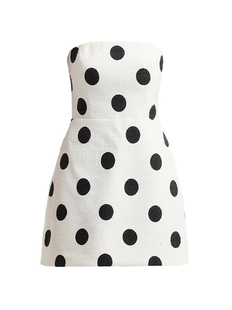 As It May Women's Yvette Polka Dot Strapless Tweed Mini Dress