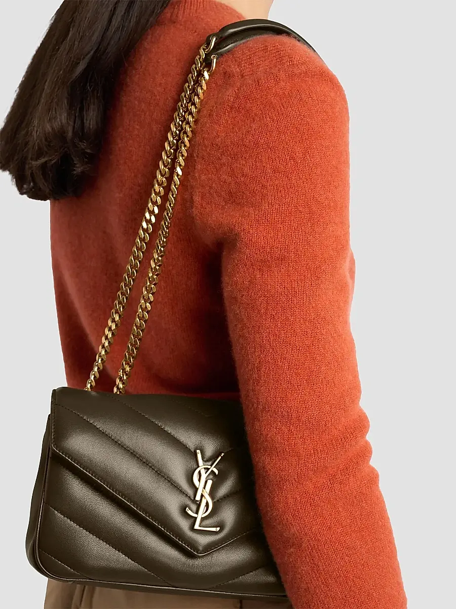 Saint Laurent Women's Loulou Small Shoulder Bag in Matelass Lambskin - Light Musk | Thumbnail 2 Saint Laurent Women's Loulou Small Shoulder Bag in Matelass Lambskin - Light Musk | Thumbnail 2