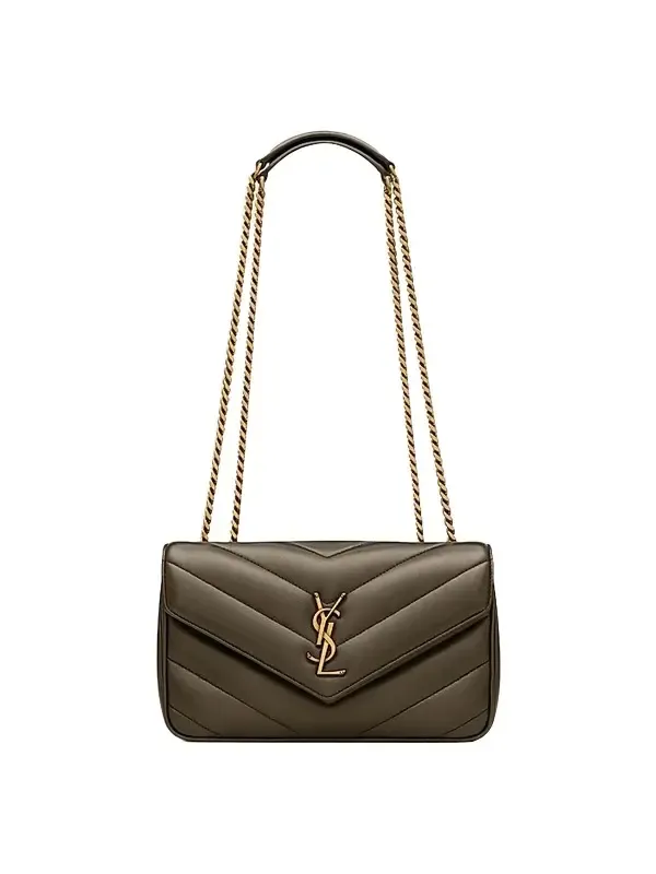 Women's Loulou Small Shoulder Bag in Matelass Lambskin - Light Musk
