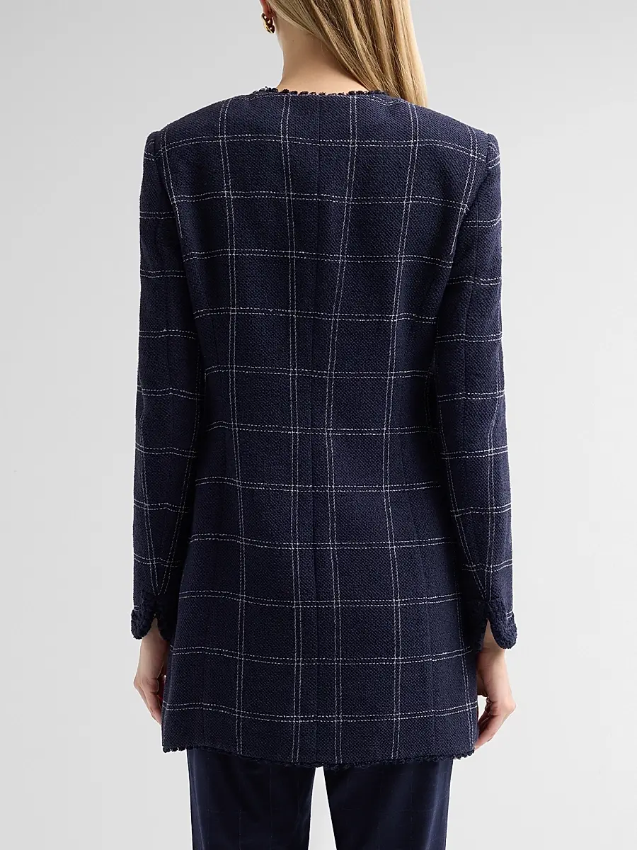 MAISON COMMON Women's Windowpane Collarless Jacket | Thumbnail 3 MAISON COMMON Women's Windowpane Collarless Jacket | Thumbnail 3