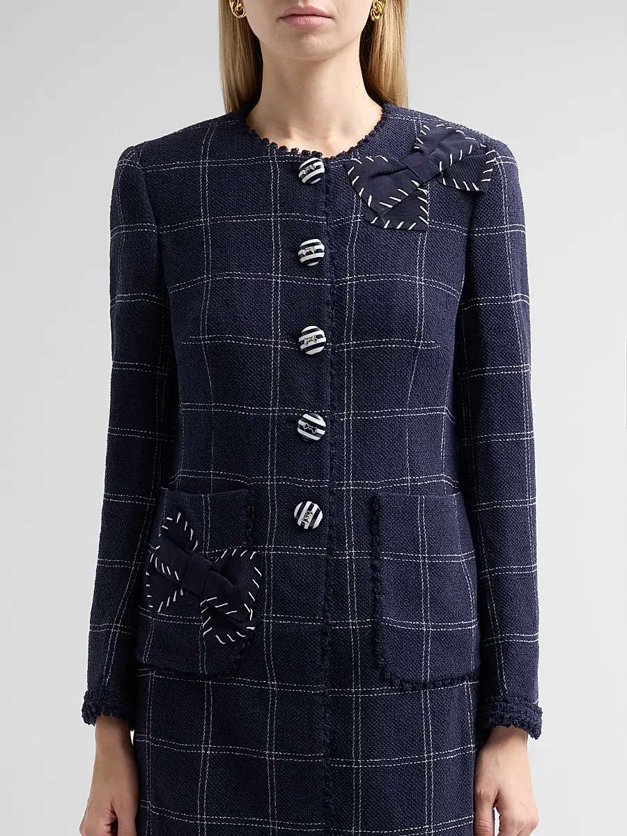 MAISON COMMON Women's Windowpane Collarless Jacket | Thumbnail 5 MAISON COMMON Women's Windowpane Collarless Jacket | Thumbnail 5