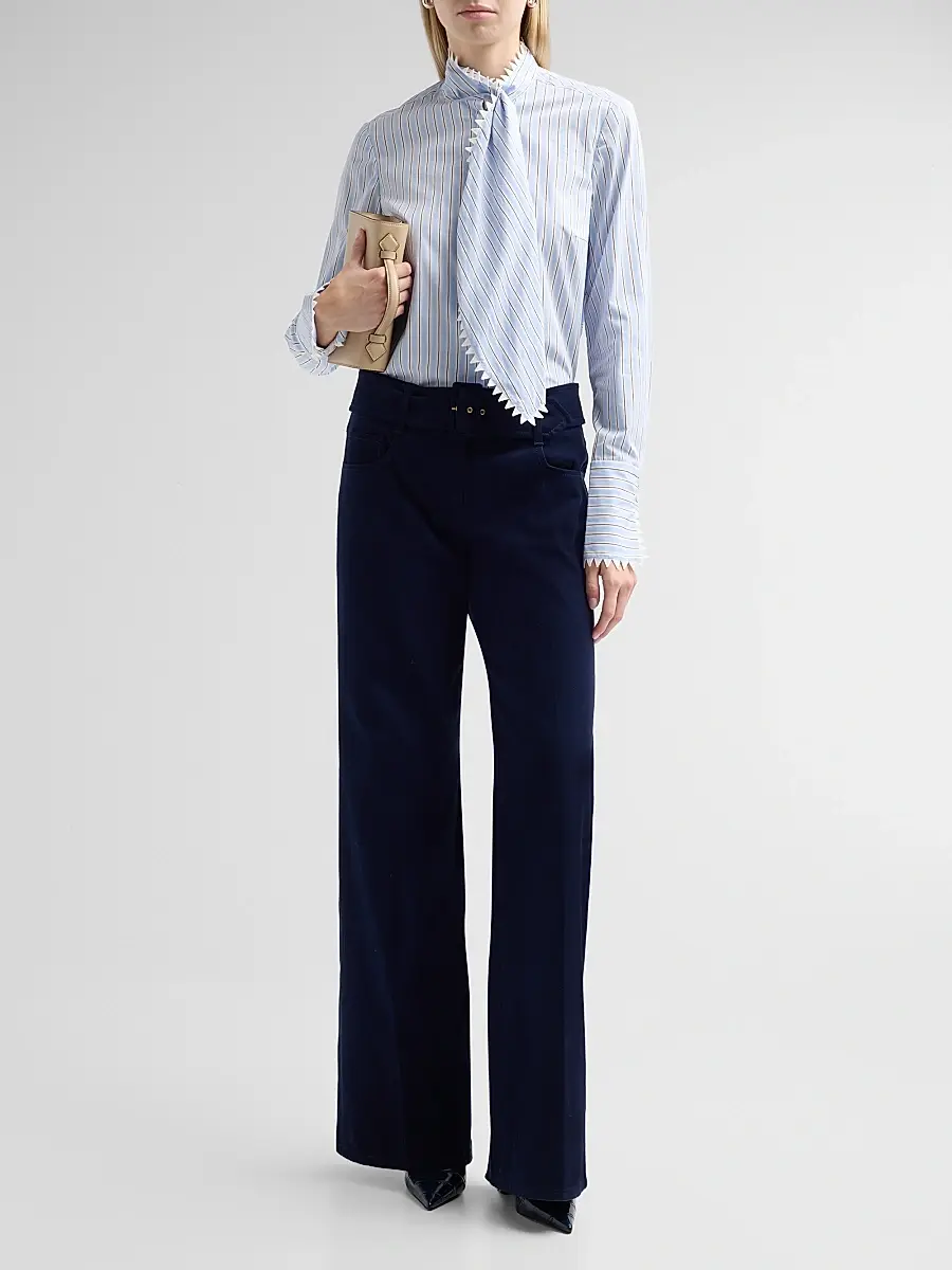 MAISON COMMON Women's Embroidered Stripe Cotton Shirt | Thumbnail 2