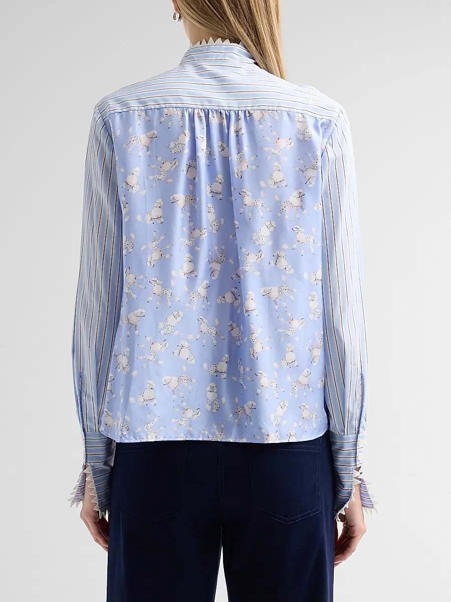 MAISON COMMON Women's Embroidered Stripe Cotton Shirt | Thumbnail 3