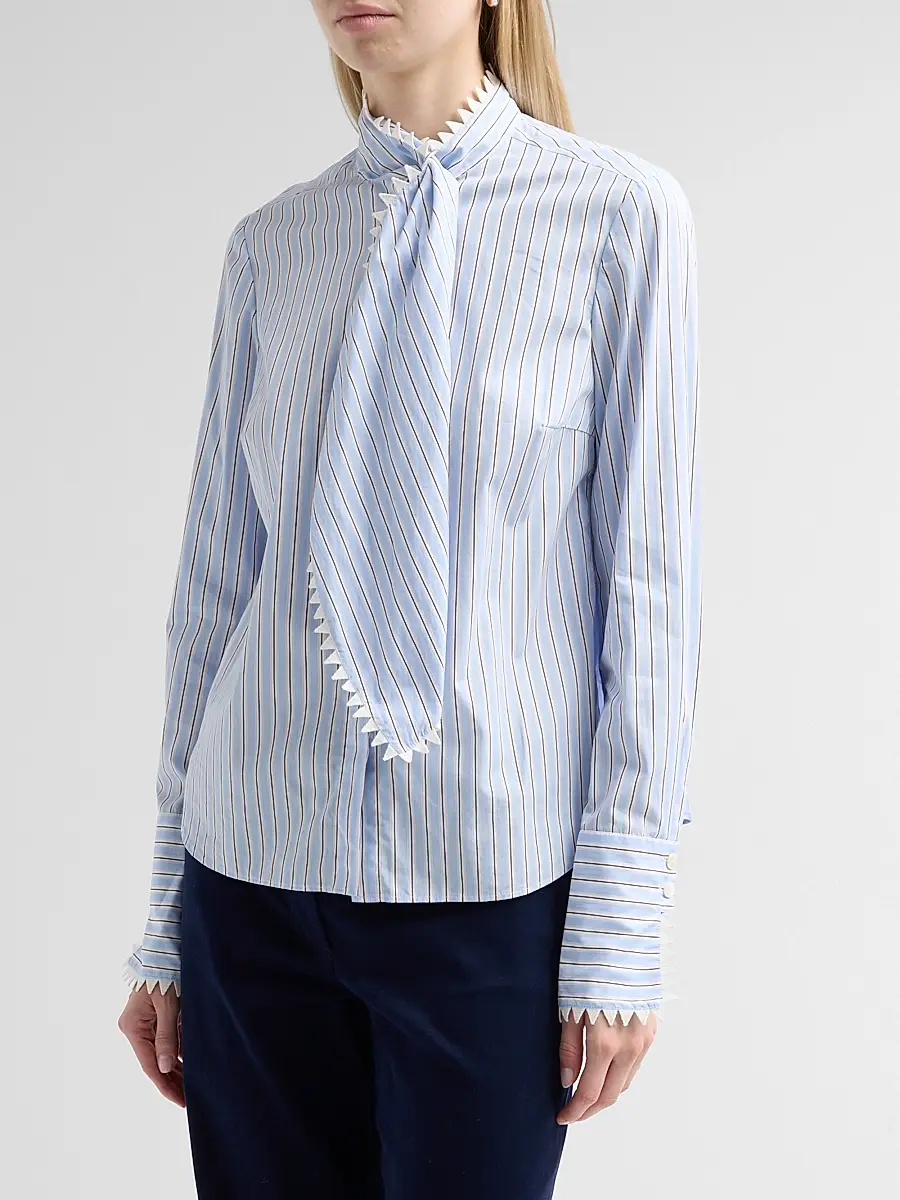 MAISON COMMON Women's Embroidered Stripe Cotton Shirt | Thumbnail 4