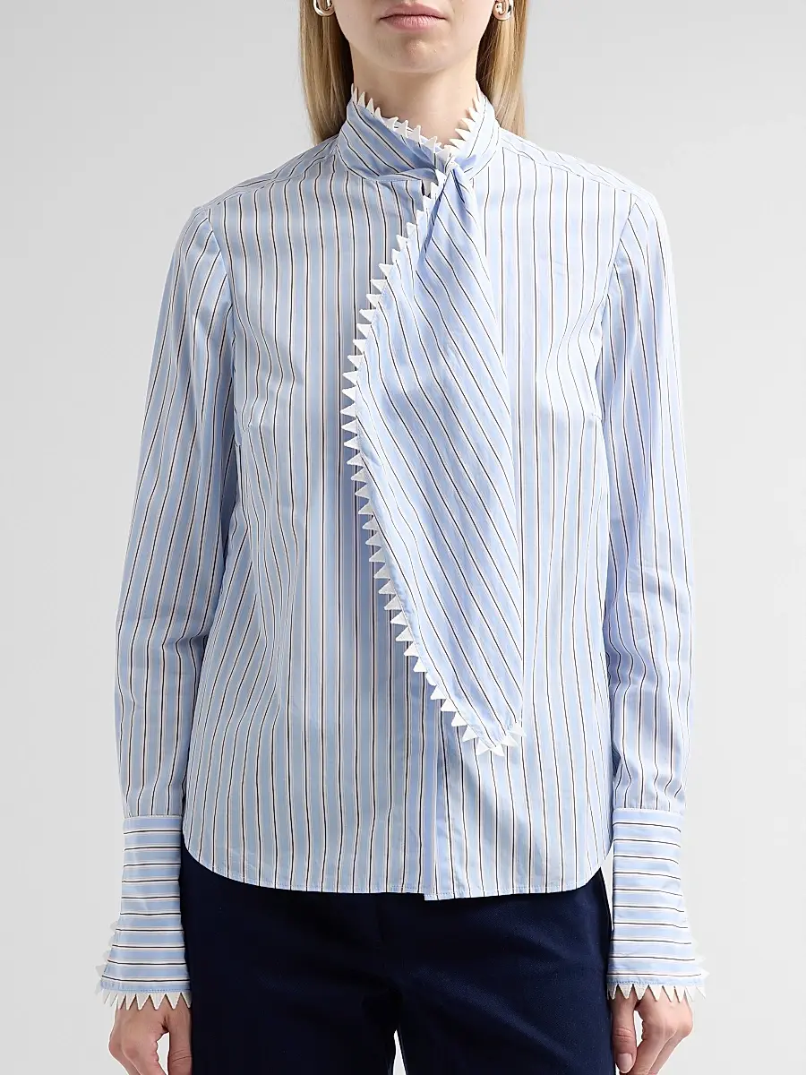 MAISON COMMON Women's Embroidered Stripe Cotton Shirt | Thumbnail 5