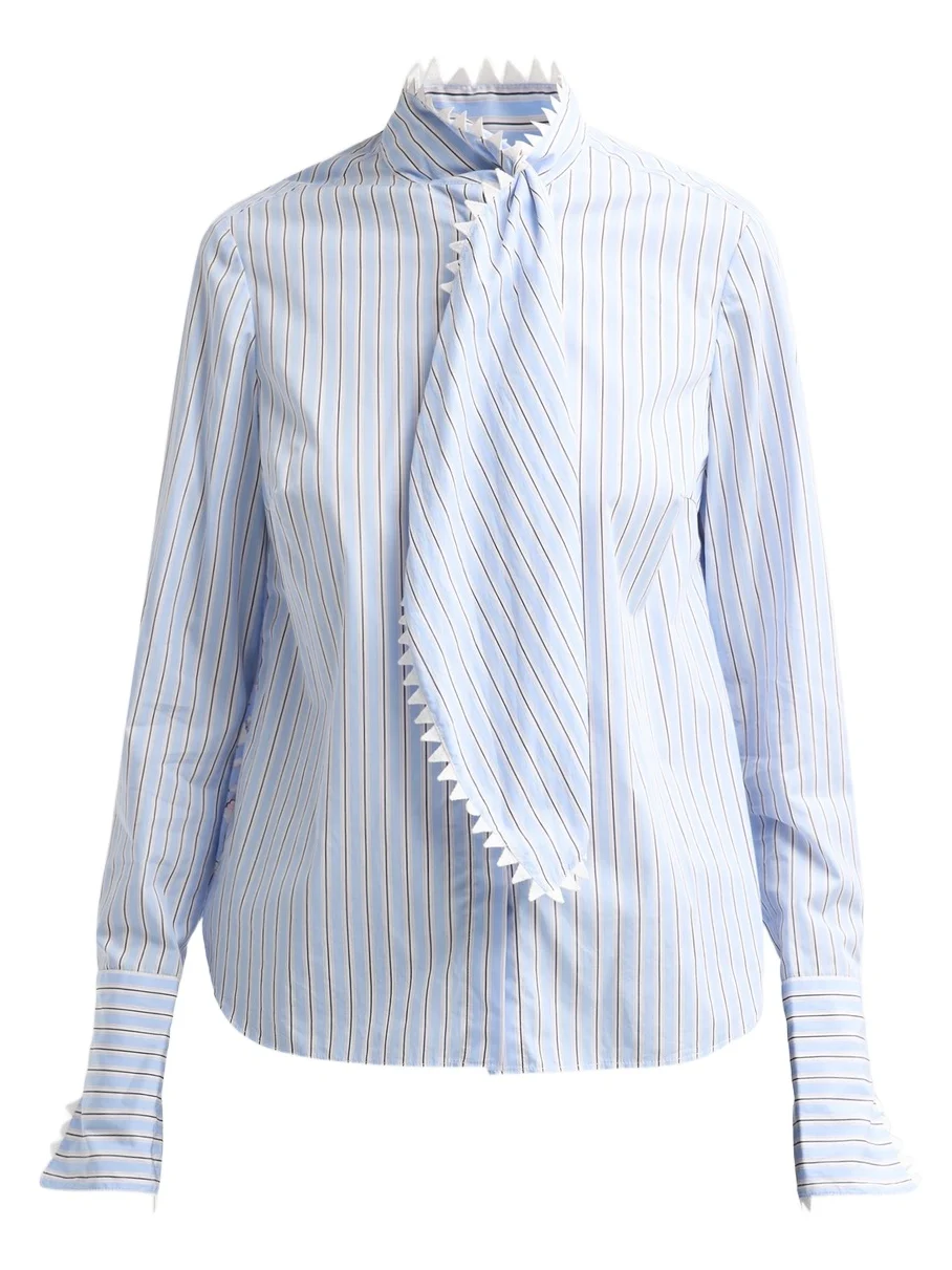 MAISON COMMON Women's Embroidered Stripe Cotton Shirt