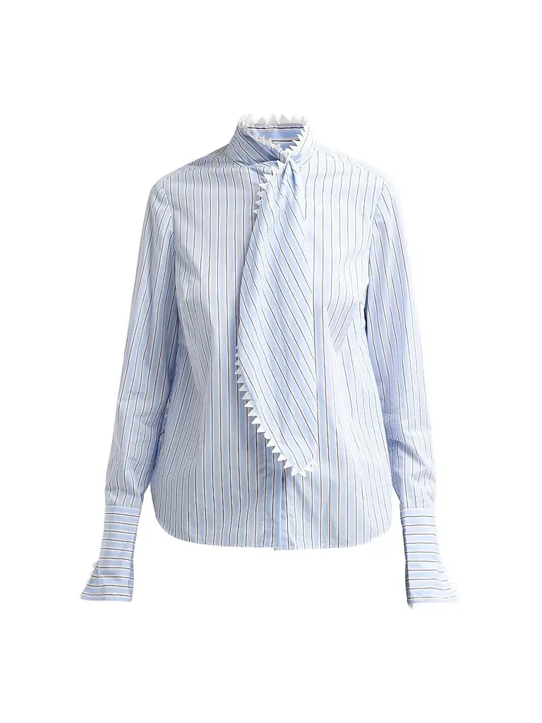Women's Embroidered Stripe Cotton Shirt Women's Embroidered Stripe Cotton Shirt