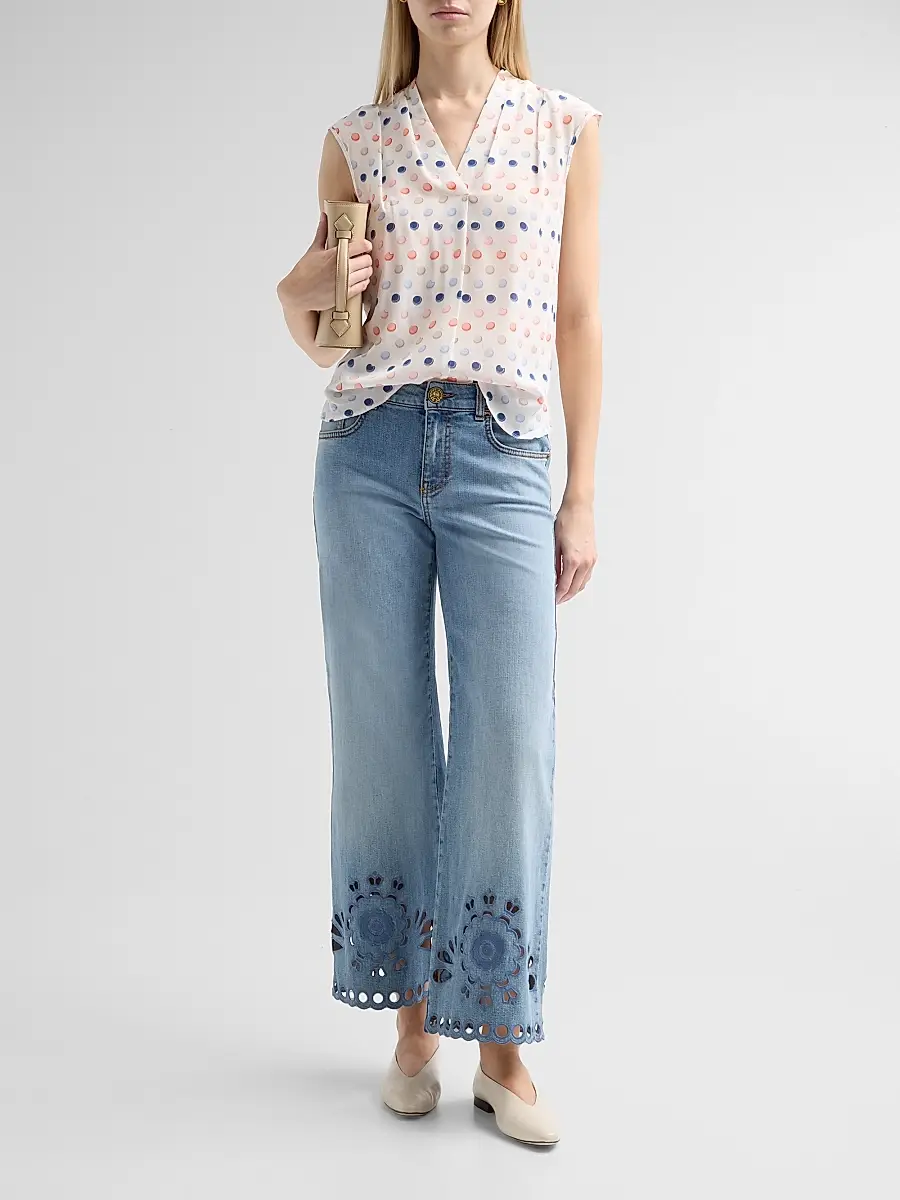 MAISON COMMON Women's Macaroon Print Silk Top | Thumbnail 2
