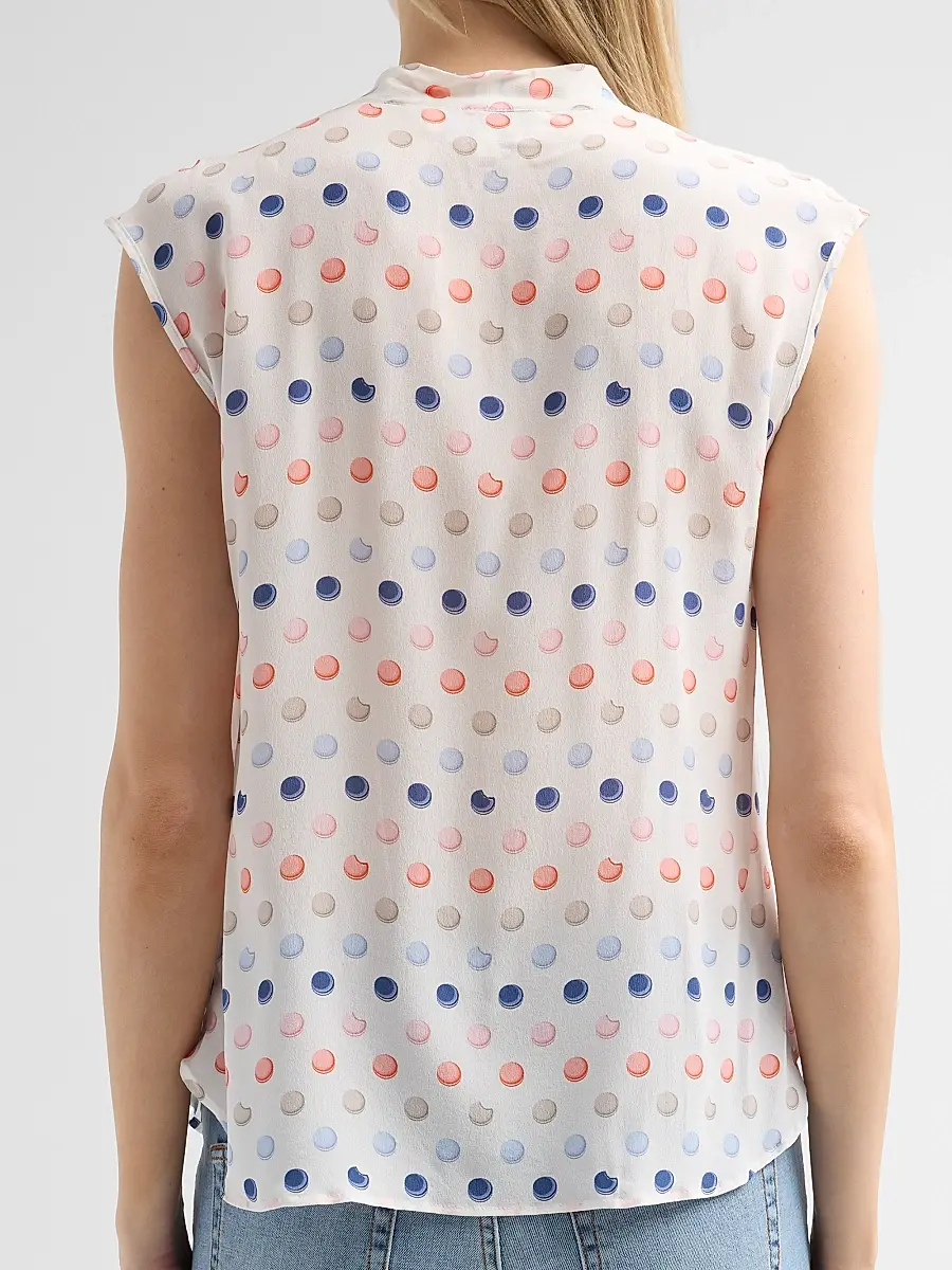 MAISON COMMON Women's Macaroon Print Silk Top | Thumbnail 3