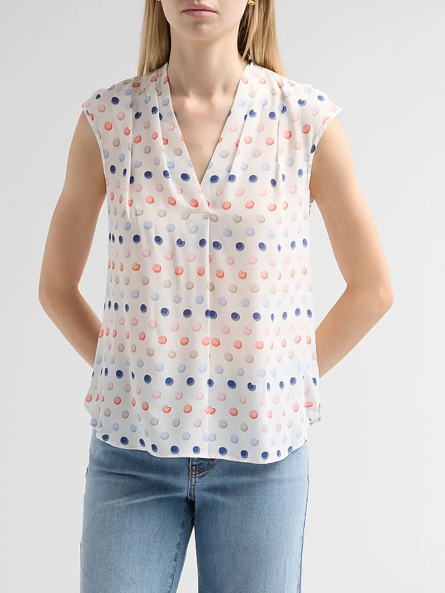 MAISON COMMON Women's Macaroon Print Silk Top | Thumbnail 4