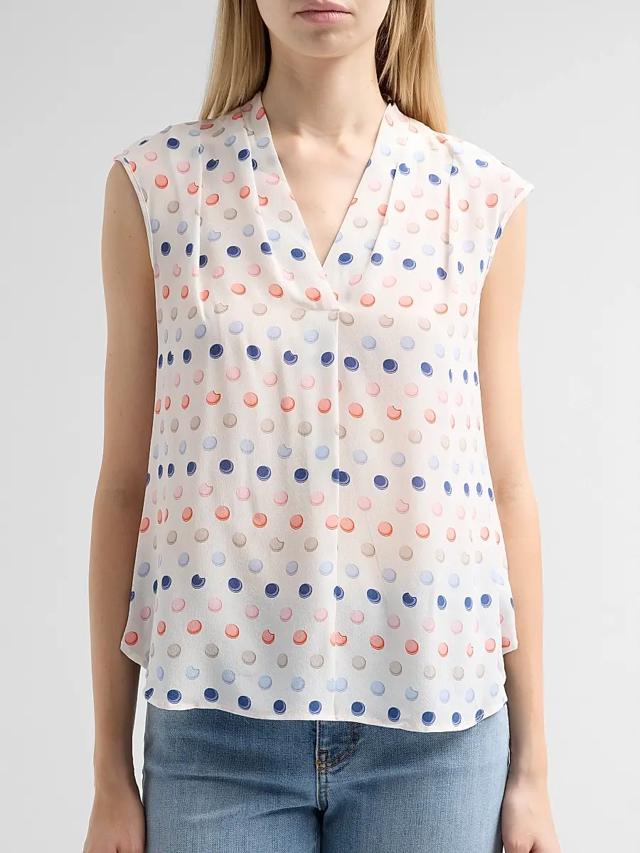 MAISON COMMON Women's Macaroon Print Silk Top | Thumbnail 5