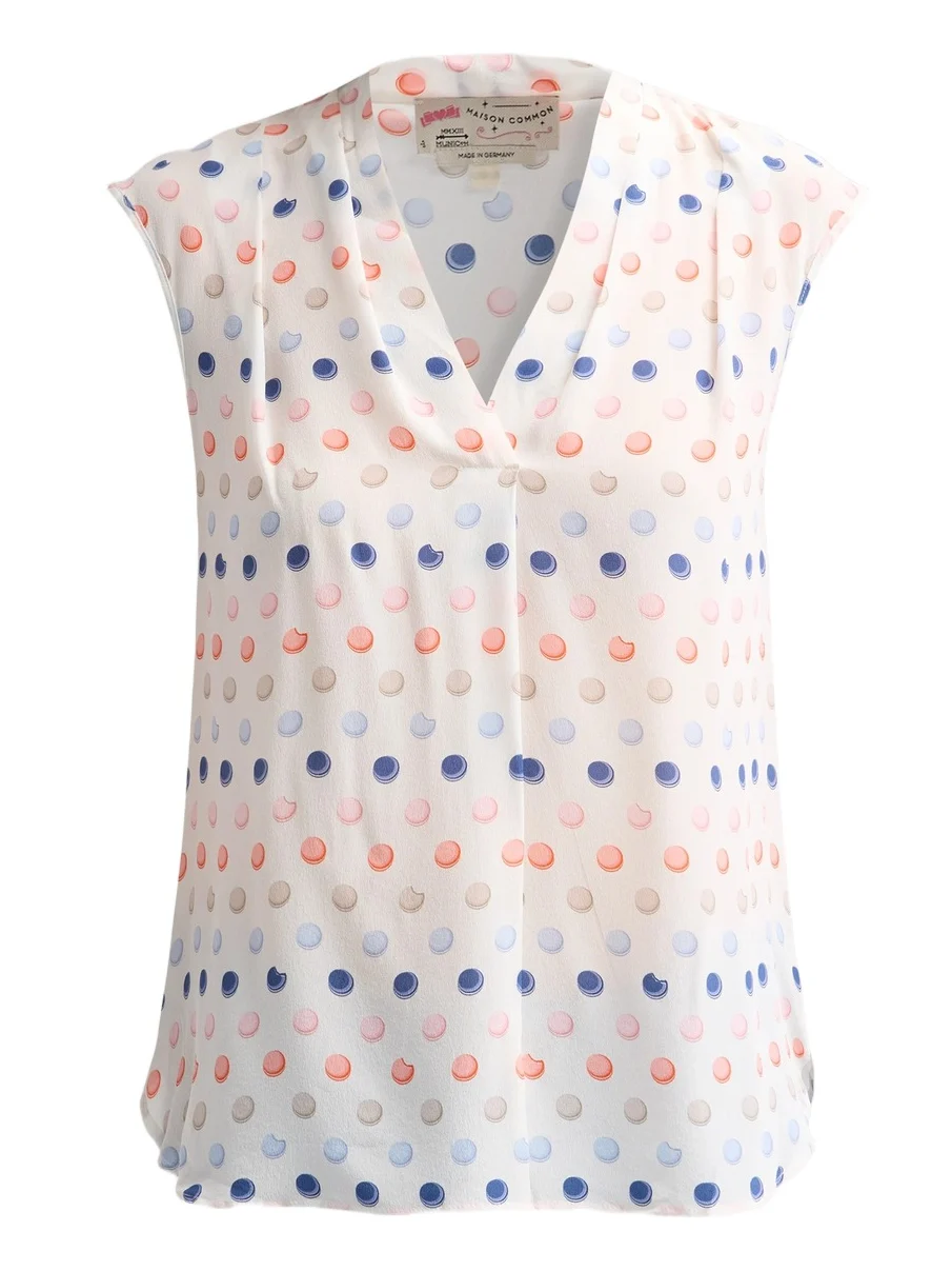 MAISON COMMON Women's Macaroon Print Silk Top
