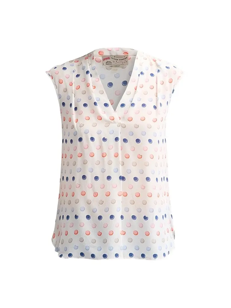 MAISON COMMON Women's Macaroon Print Silk Top