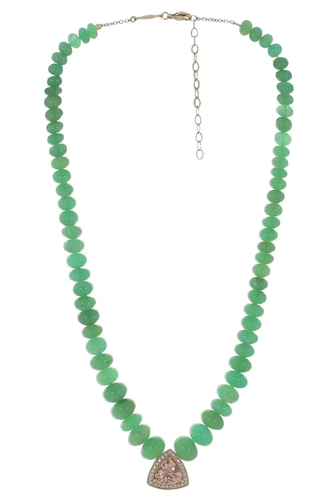 Jacquie Aiche Chrysoprase Morganite Beaded Necklace