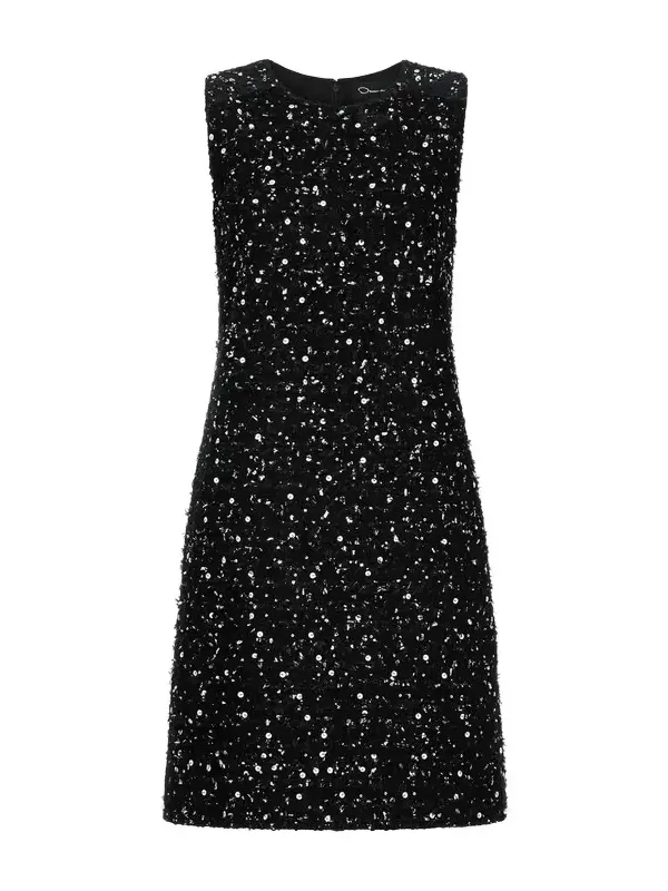 Sequin Ribbon Tweed Dress