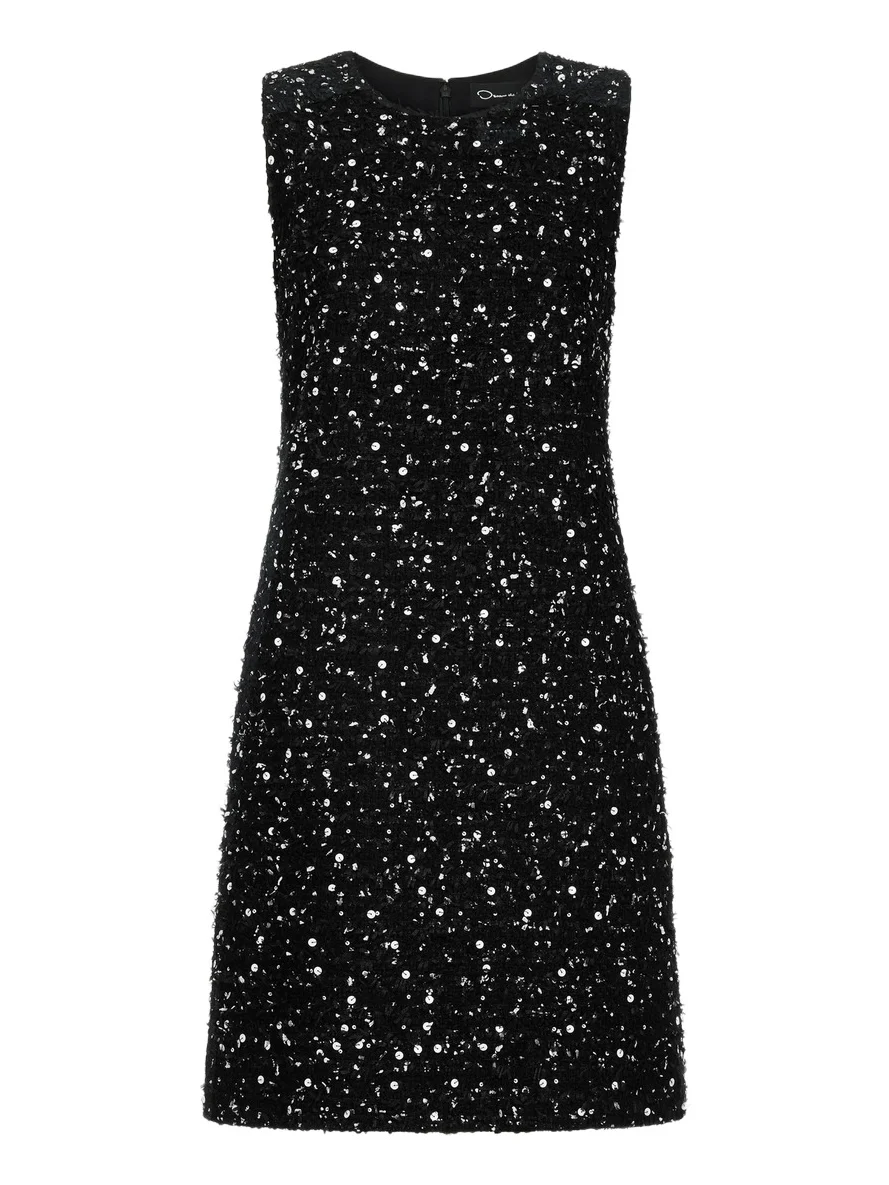Oscar de la Renta Sequin Ribbon Tweed Dress