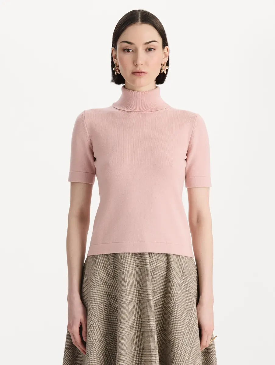 Oscar de la Renta Turtleneck Wool Short-Sleeve Pullover | Thumbnail 2 Oscar de la Renta Turtleneck Wool Short-Sleeve Pullover | Thumbnail 2