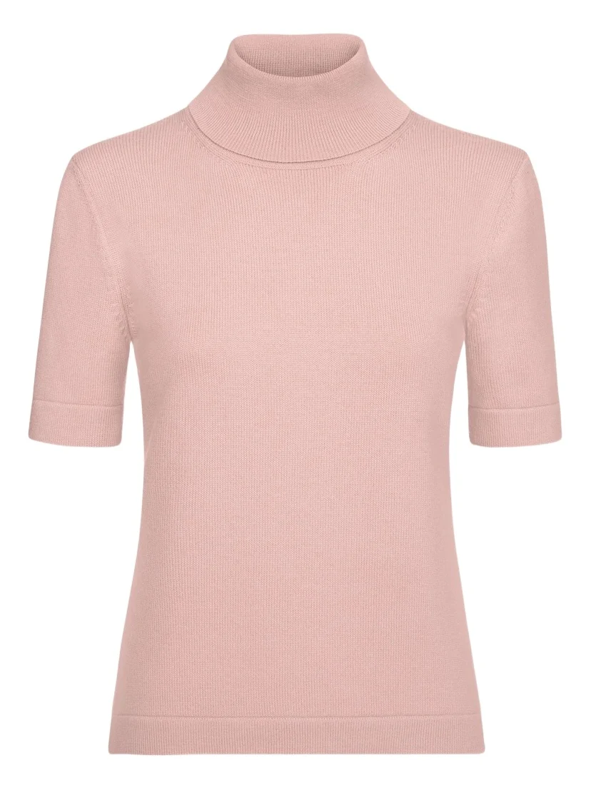 Oscar de la Renta Turtleneck Wool Short-Sleeve Pullover