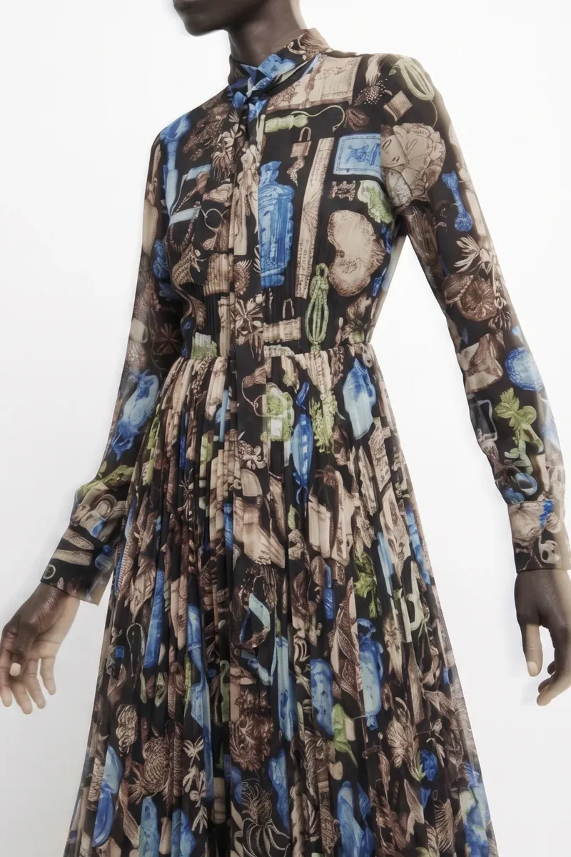 Jason Wu Collection TIE-NECK PLEATED MIDI DRESS IN CREPE CHIFFON | Thumbnail 2 Jason Wu Collection TIE-NECK PLEATED MIDI DRESS IN CREPE CHIFFON | Thumbnail 2