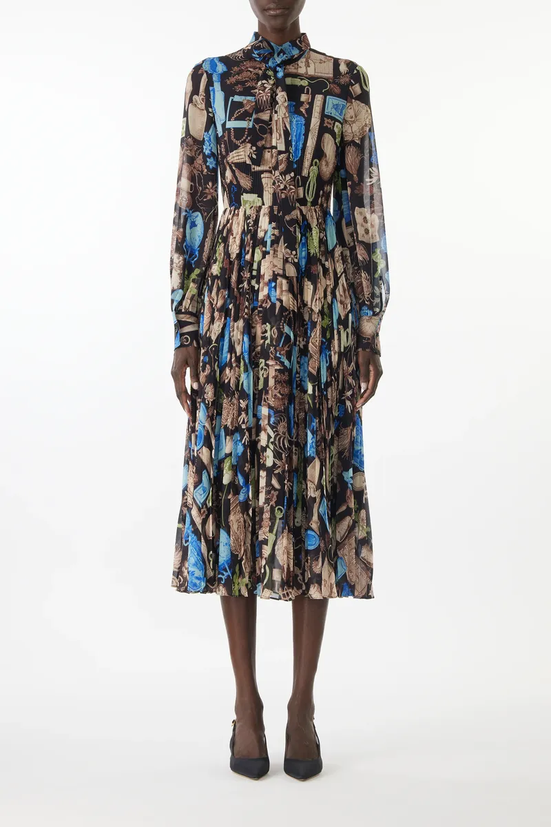 Jason Wu Collection TIE-NECK PLEATED MIDI DRESS IN CREPE CHIFFON | Thumbnail 4 Jason Wu Collection TIE-NECK PLEATED MIDI DRESS IN CREPE CHIFFON | Thumbnail 4