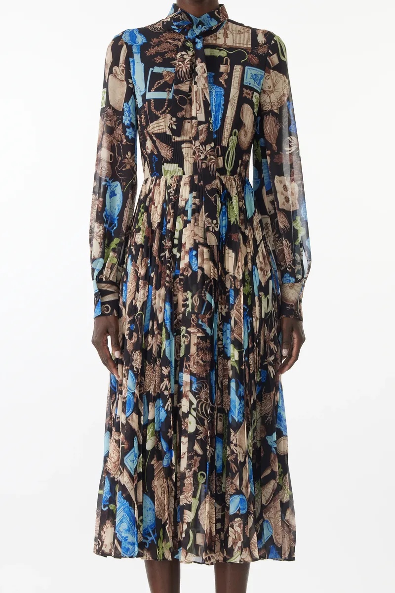 Jason Wu Collection TIE-NECK PLEATED MIDI DRESS IN CREPE CHIFFON | Thumbnail 5 Jason Wu Collection TIE-NECK PLEATED MIDI DRESS IN CREPE CHIFFON | Thumbnail 5