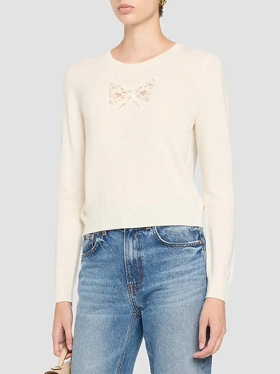 LoveShackFancy Women's Mingley Wool-Cashmere Sweater | Thumbnail 4 LoveShackFancy Women's Mingley Wool-Cashmere Sweater | Thumbnail 4