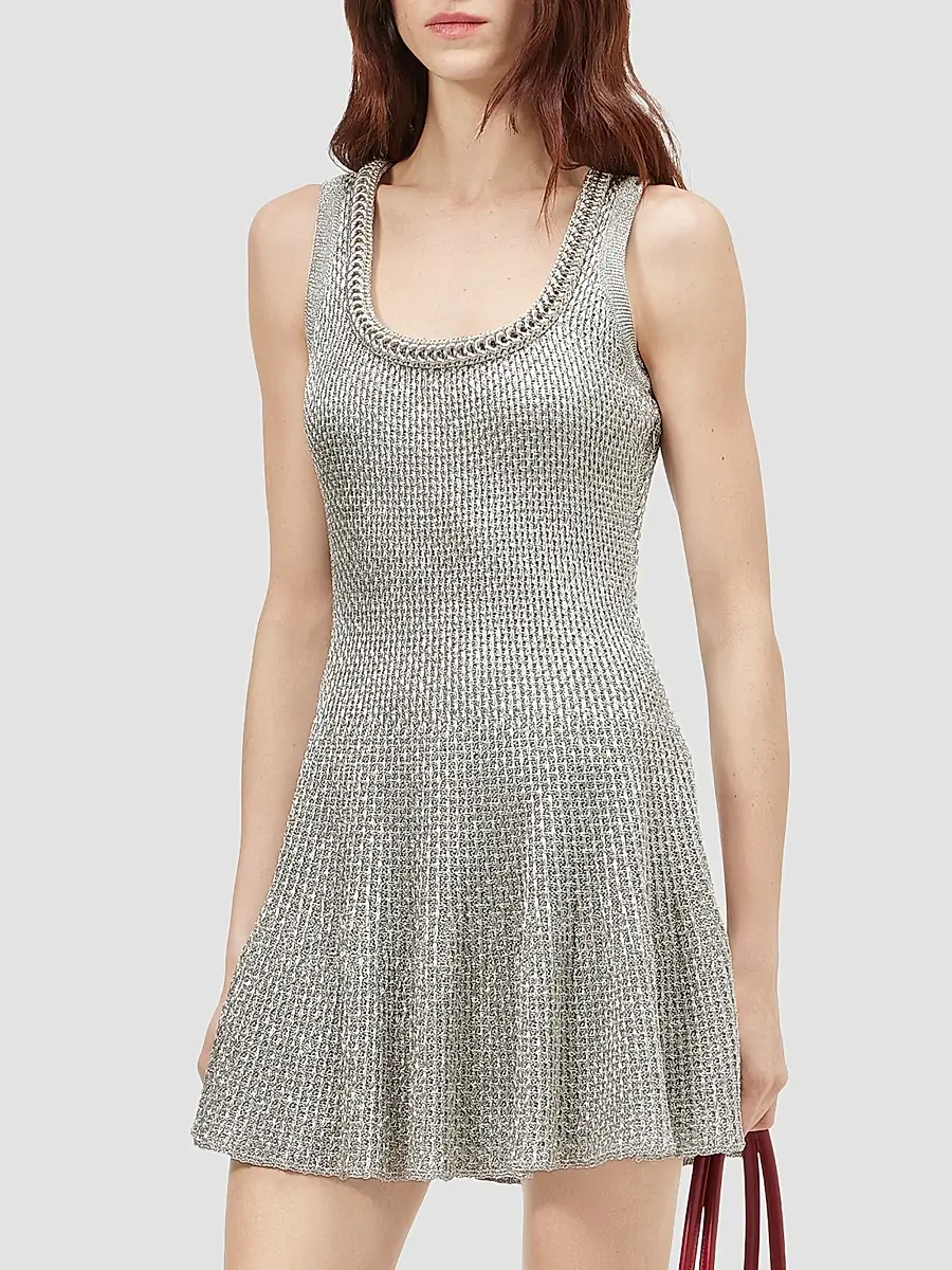 Alexander McQueen Women's Volume Chain-Scoopneck Mini Dress | Thumbnail 2 Alexander McQueen Women's Volume Chain-Scoopneck Mini Dress | Thumbnail 2