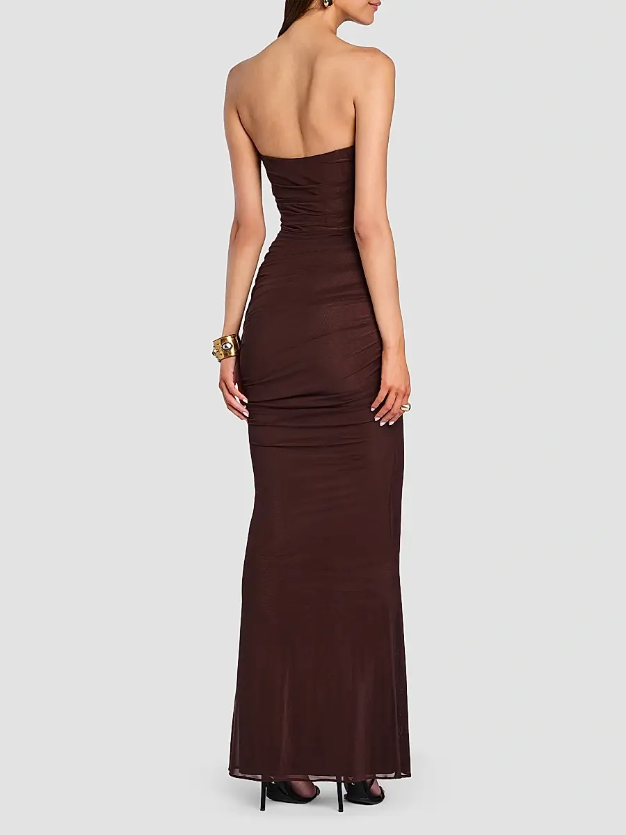 Retrofête Women's Isadore Mesh Trumpet Maxi Dress | Thumbnail 3 Retrofête Women's Isadore Mesh Trumpet Maxi Dress | Thumbnail 3