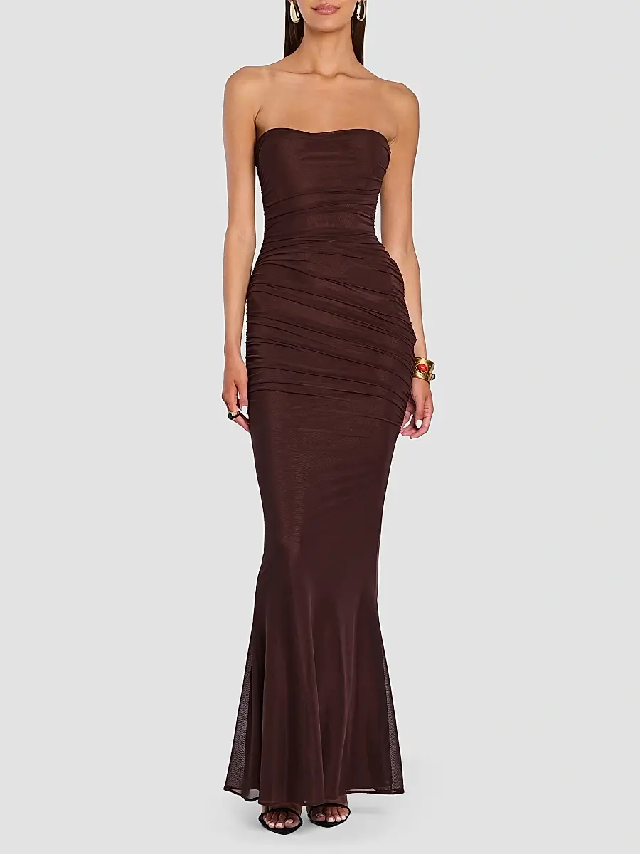 Retrofête Women's Isadore Mesh Trumpet Maxi Dress | Thumbnail 4 Retrofête Women's Isadore Mesh Trumpet Maxi Dress | Thumbnail 4