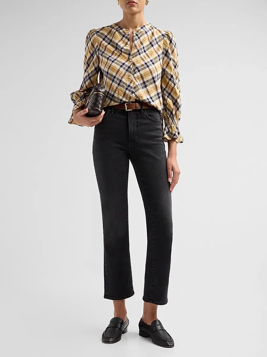 Veronica Beard Women's Ashlynn Plaid Cotton-Blend Blouse | Thumbnail 2 Veronica Beard Women's Ashlynn Plaid Cotton-Blend Blouse | Thumbnail 2