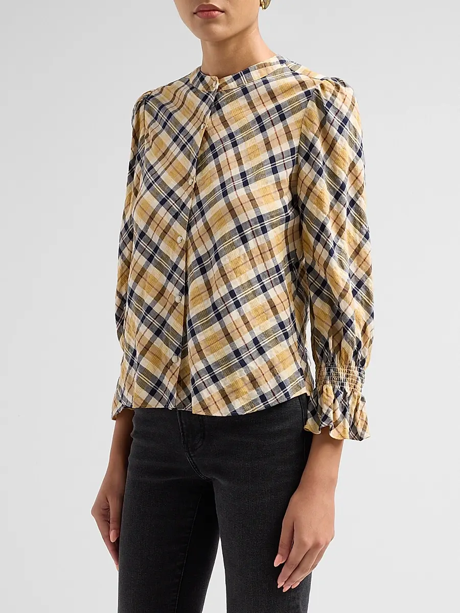 Veronica Beard Women's Ashlynn Plaid Cotton-Blend Blouse | Thumbnail 4 Veronica Beard Women's Ashlynn Plaid Cotton-Blend Blouse | Thumbnail 4