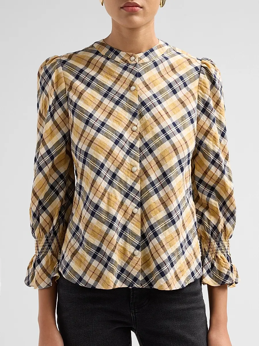 Veronica Beard Women's Ashlynn Plaid Cotton-Blend Blouse | Thumbnail 5 Veronica Beard Women's Ashlynn Plaid Cotton-Blend Blouse | Thumbnail 5