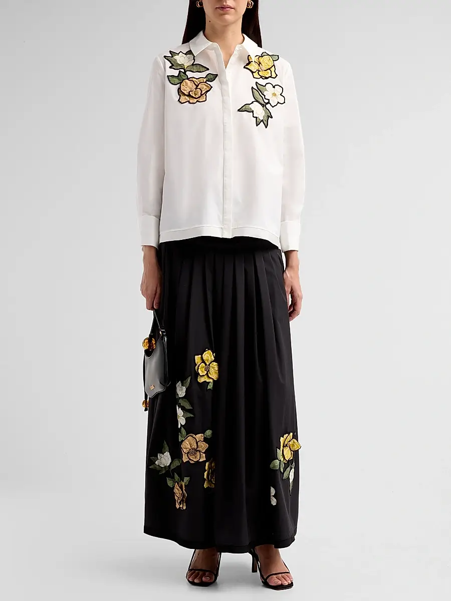 Ungaro Women's Dylan Appliqué Button-Front Blouse | Thumbnail 2 Ungaro Women's Dylan Appliqué Button-Front Blouse | Thumbnail 2