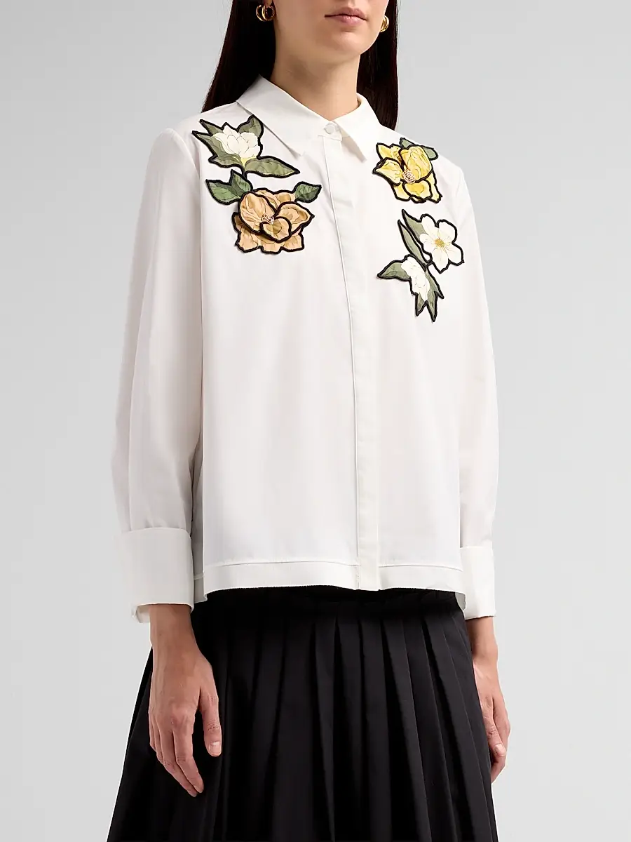 Ungaro Women's Dylan Appliqué Button-Front Blouse | Thumbnail 4 Ungaro Women's Dylan Appliqué Button-Front Blouse | Thumbnail 4