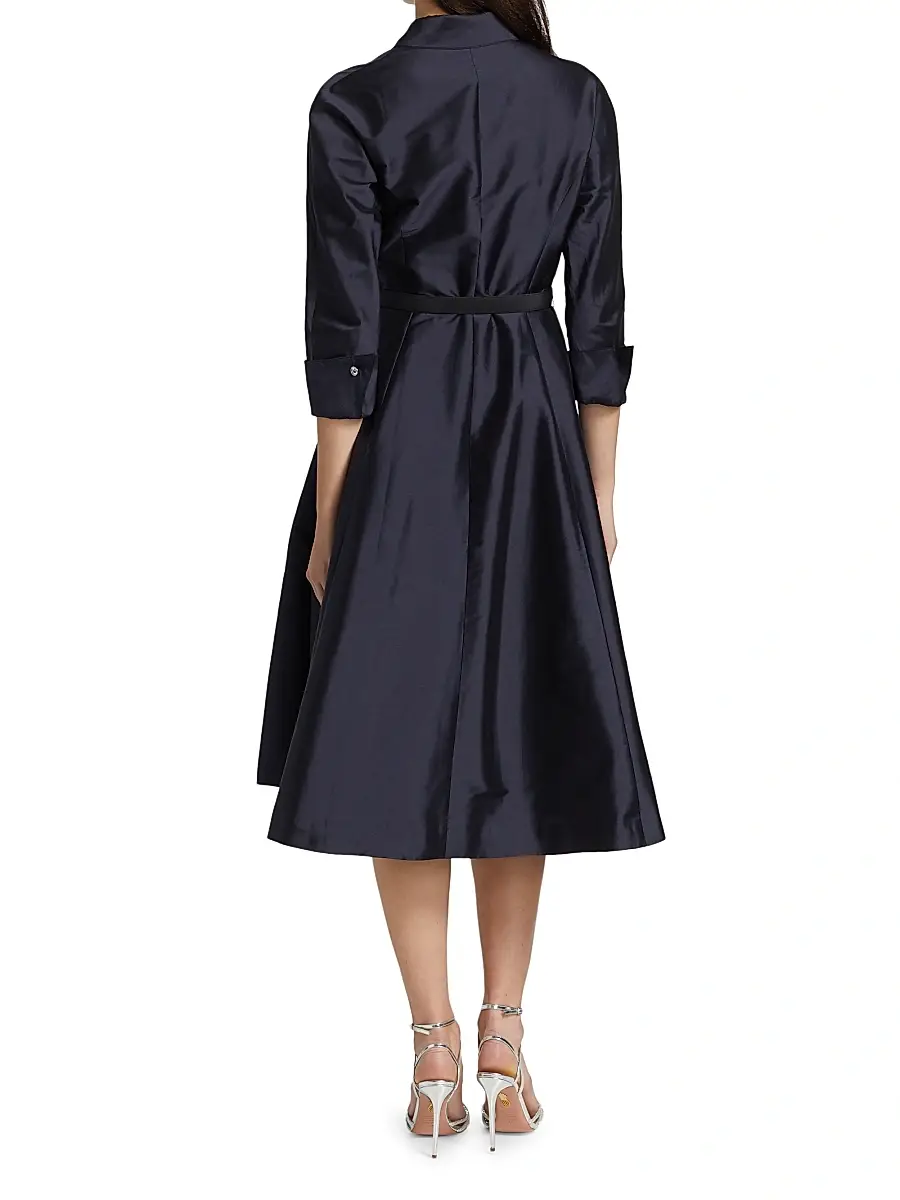 Teri Jon by Rickie Freeman Women's Silk Taffeta Shirtdress | Thumbnail 5 Teri Jon by Rickie Freeman Women's Silk Taffeta Shirtdress | Thumbnail 5