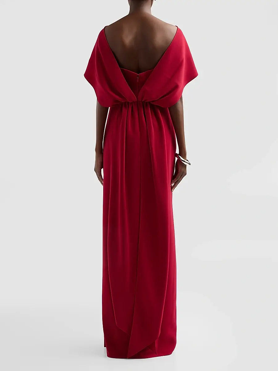 Amsale Women's Stretch Crepe Scarf Column Gown | Thumbnail 3 Amsale Women's Stretch Crepe Scarf Column Gown | Thumbnail 3