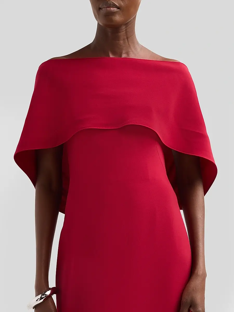 Amsale Women's Stretch Crepe Scarf Column Gown | Thumbnail 5 Amsale Women's Stretch Crepe Scarf Column Gown | Thumbnail 5