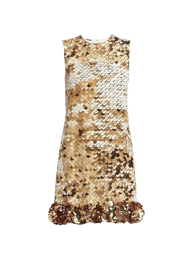 MOSCHINO Women's Sequin Silk Shift Mini Dress
