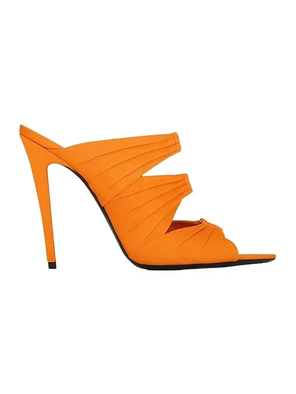 Saint Laurent Women's Emilie Mules in Satin Crepe - Cadice Orange