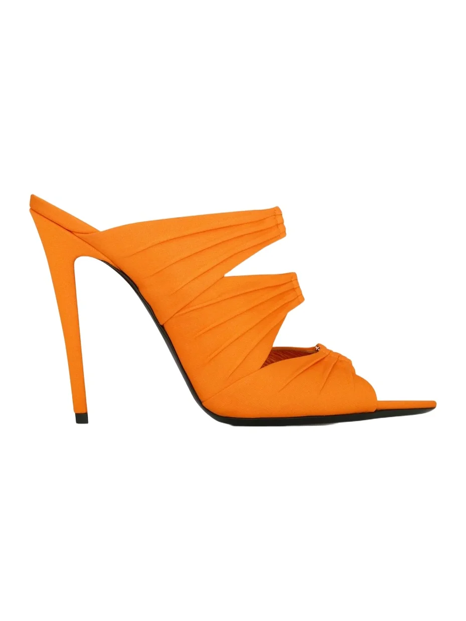 Saint Laurent Women's Emilie Mules in Satin Crepe - Cadice Orange