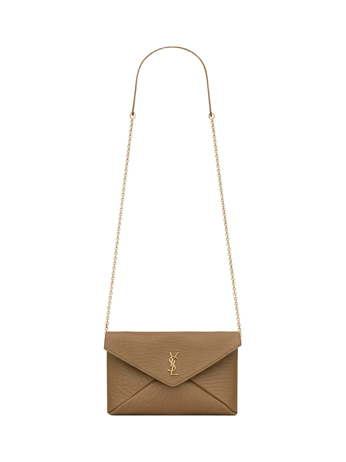 Saint Laurent Women's Cassandre Small Chain Pouch in Lambskin - Dark Cork